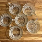 6 tasses à café en verre ciselé vintage en très bon état