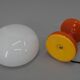 Space Age Orange and White Glass Mushroom Table Lamp by Valašské Meziříčí,