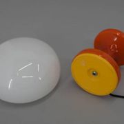 Space Age Orange and White Glass Mushroom Table Lamp by Valašské Meziříčí,