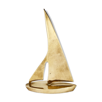 Vintage sailboat 1970 golden brass