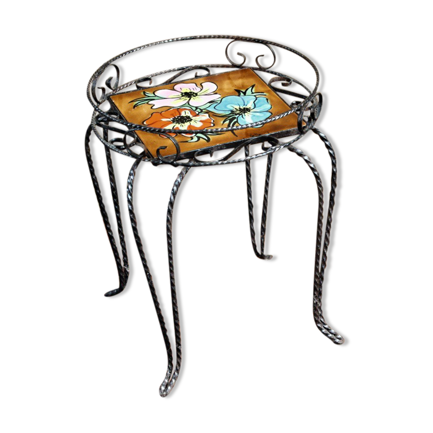 Wrought iron pedestal table Vallauris