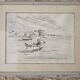 Tableau - Watercolour Landscape Brittany - Marine Boat - Signed Jen Pierre SER