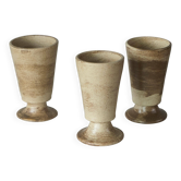 Série de 3 gobelets en poterie mid-century années 1960