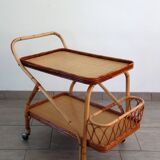 Rattan bar trolley from the 60s