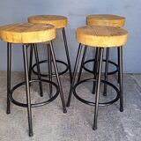 Lot 4 high bar stools wood and metal