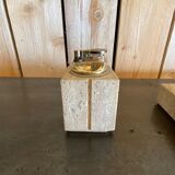 Cerrie Nestore travertine ashtray and table lighter set