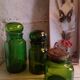 Trio de flacons d'apothicaire en verre vert