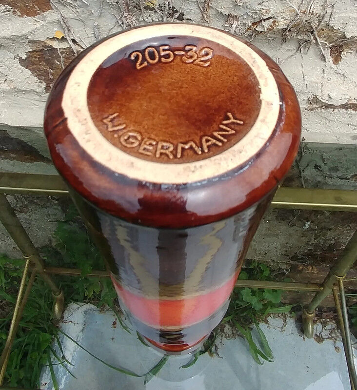 Vintage soliflore vase in glazed ceramic 70s W.Germany orange/brown