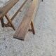 Pair of rustic solid oak farm benches 19th century - 2m90
