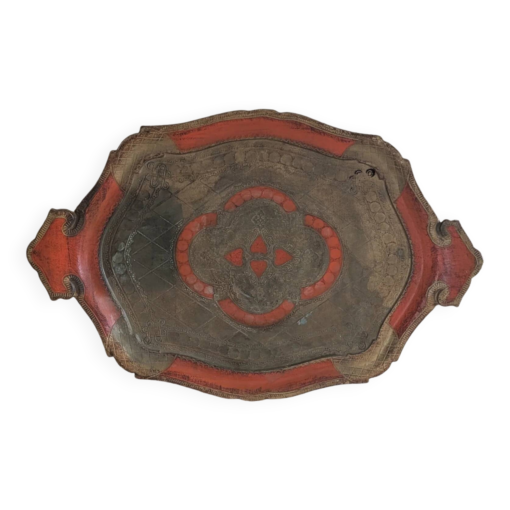 Gold and orange Florentine tray – 44.5 x 29 cm
