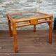 Vintage smoked glass wicker tray coffee table