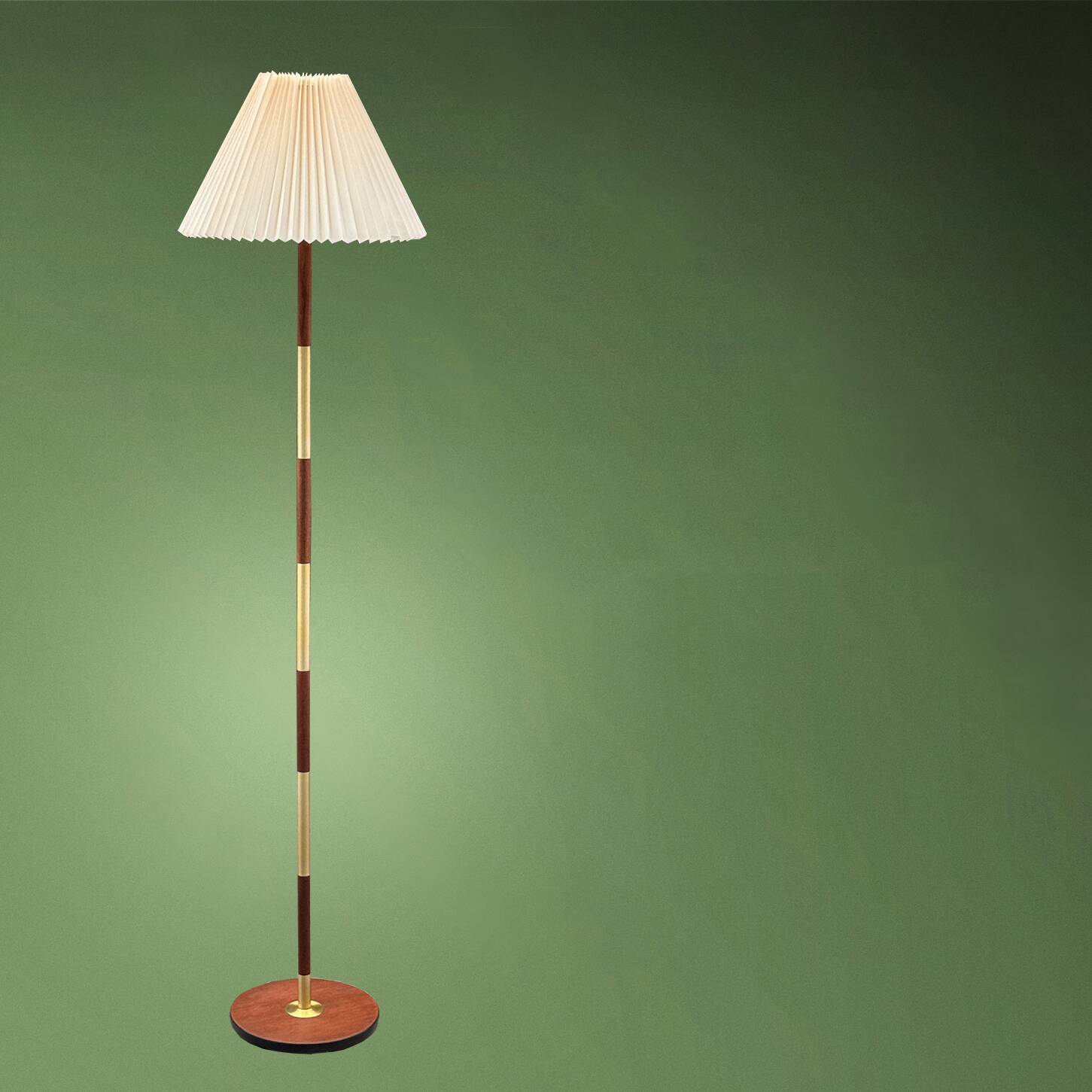 Scandinavian teak and brass floor lamp