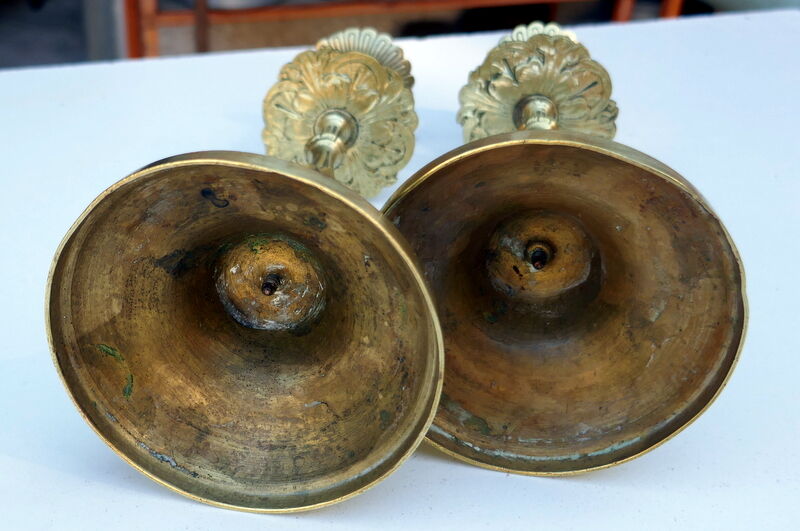 Brass candle holders XIXth