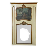 Painted Wooden Trumeau Mirror, Louis XV Style – Late 19th Century