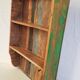 Wall shelf 3 shelves + 4 hooks cast iron in polychrome wood