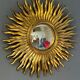 Large sunburst mirror, witch's eye shape, 50cm diameter, convex, vintage 1960s