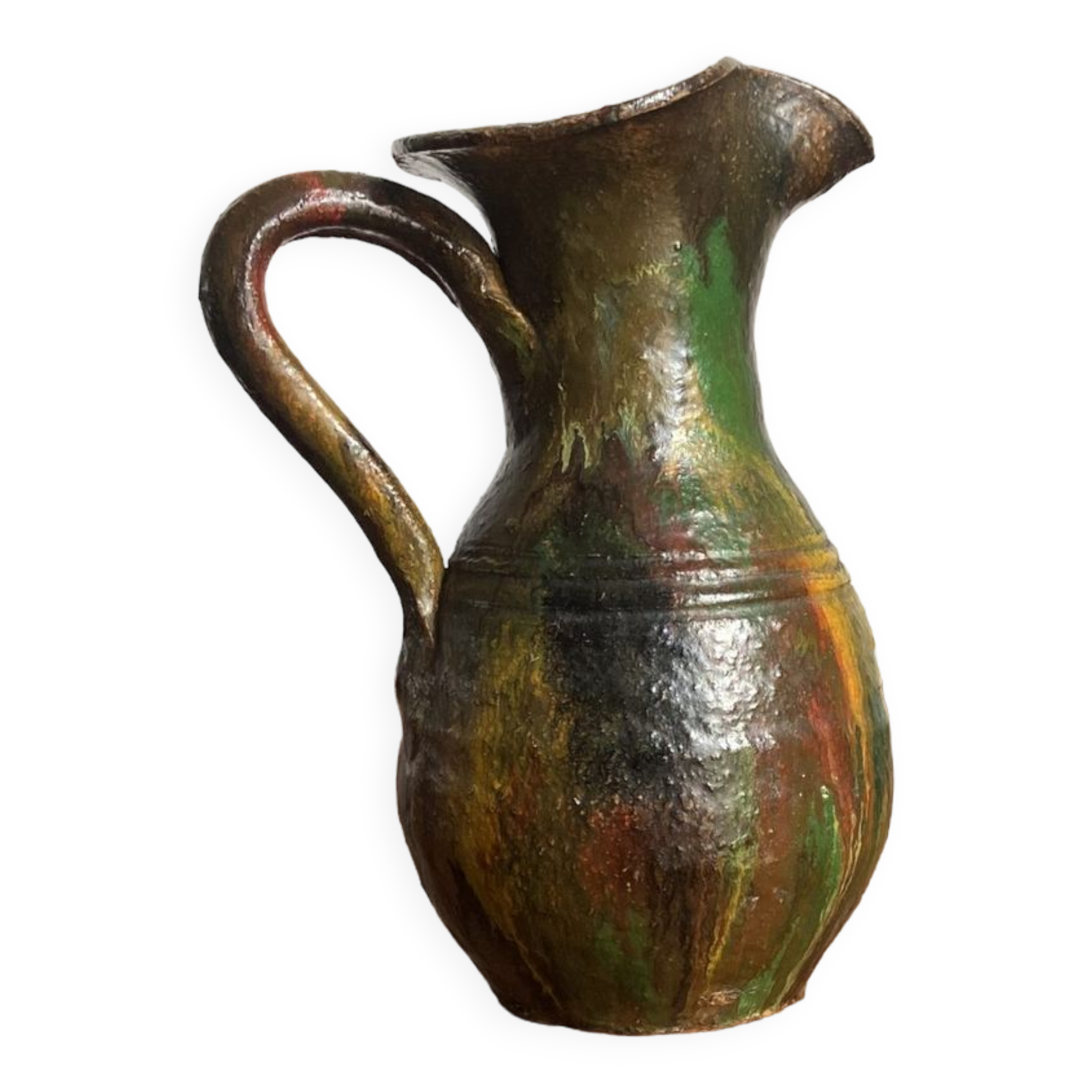 Glazed ceramic pitcher signed Fernand Baudat, 1960s