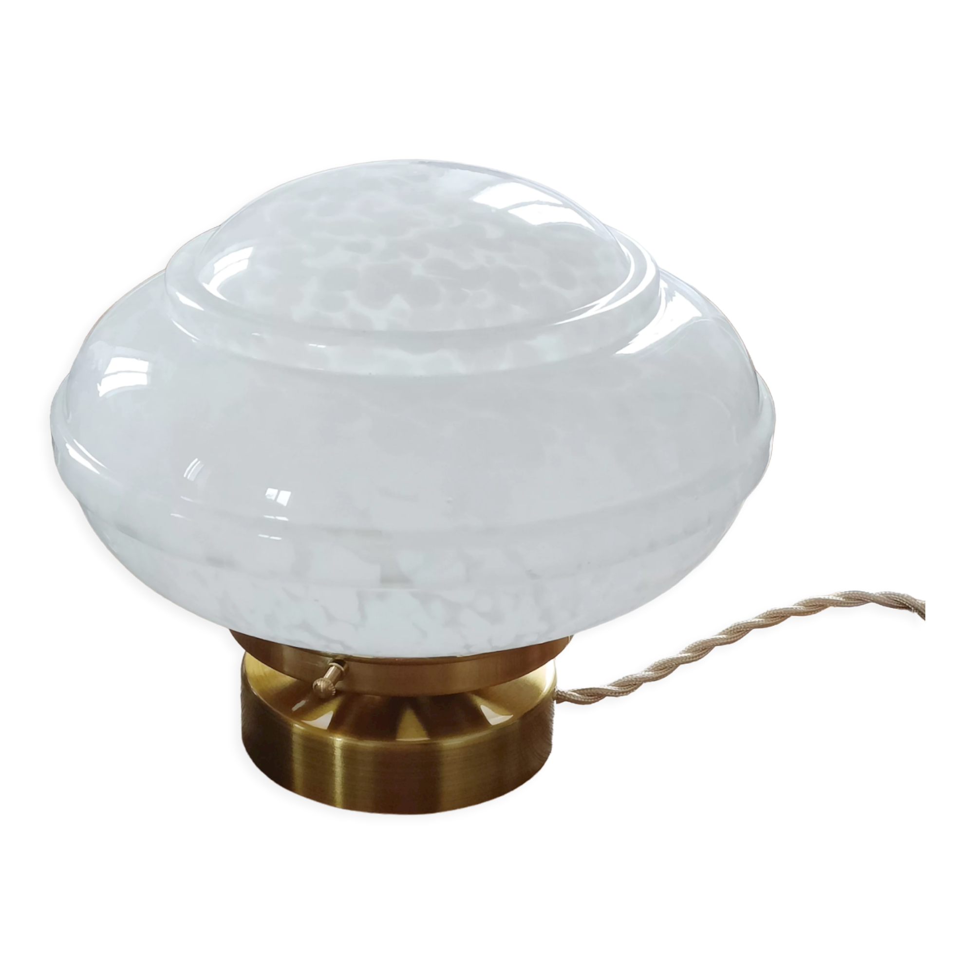 Table lamp globe saucer glass Clichy white