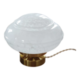 Table lamp globe saucer glass Clichy white