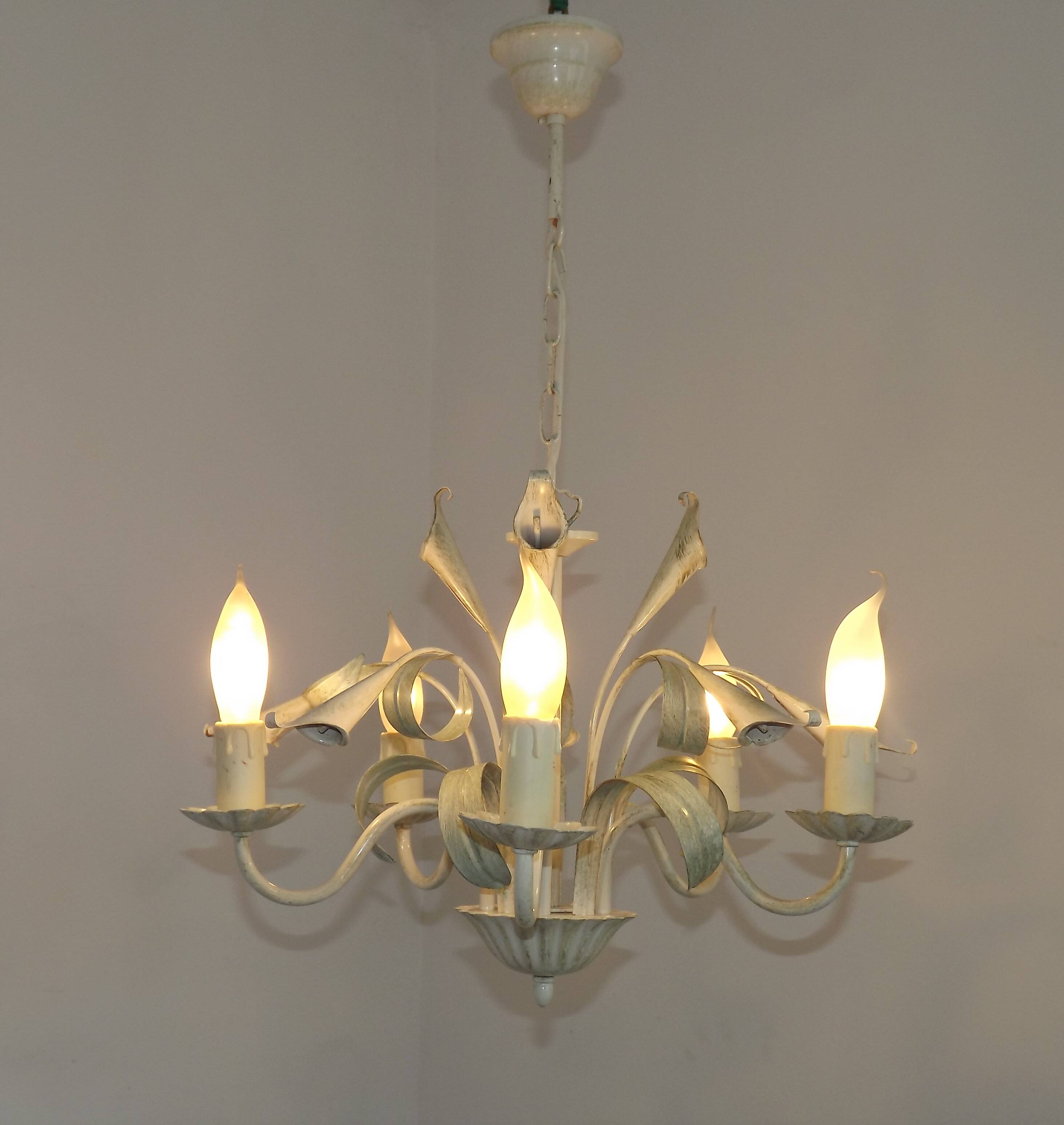 Stesulfr Lustre vintage en verre floral à 6 lumières avec
