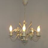5-light earthenware chandelier with fleur-de-lis and scrolled leaves 4867