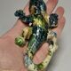 Set of 2 enamelled terracotta lizards, vintage wall decor