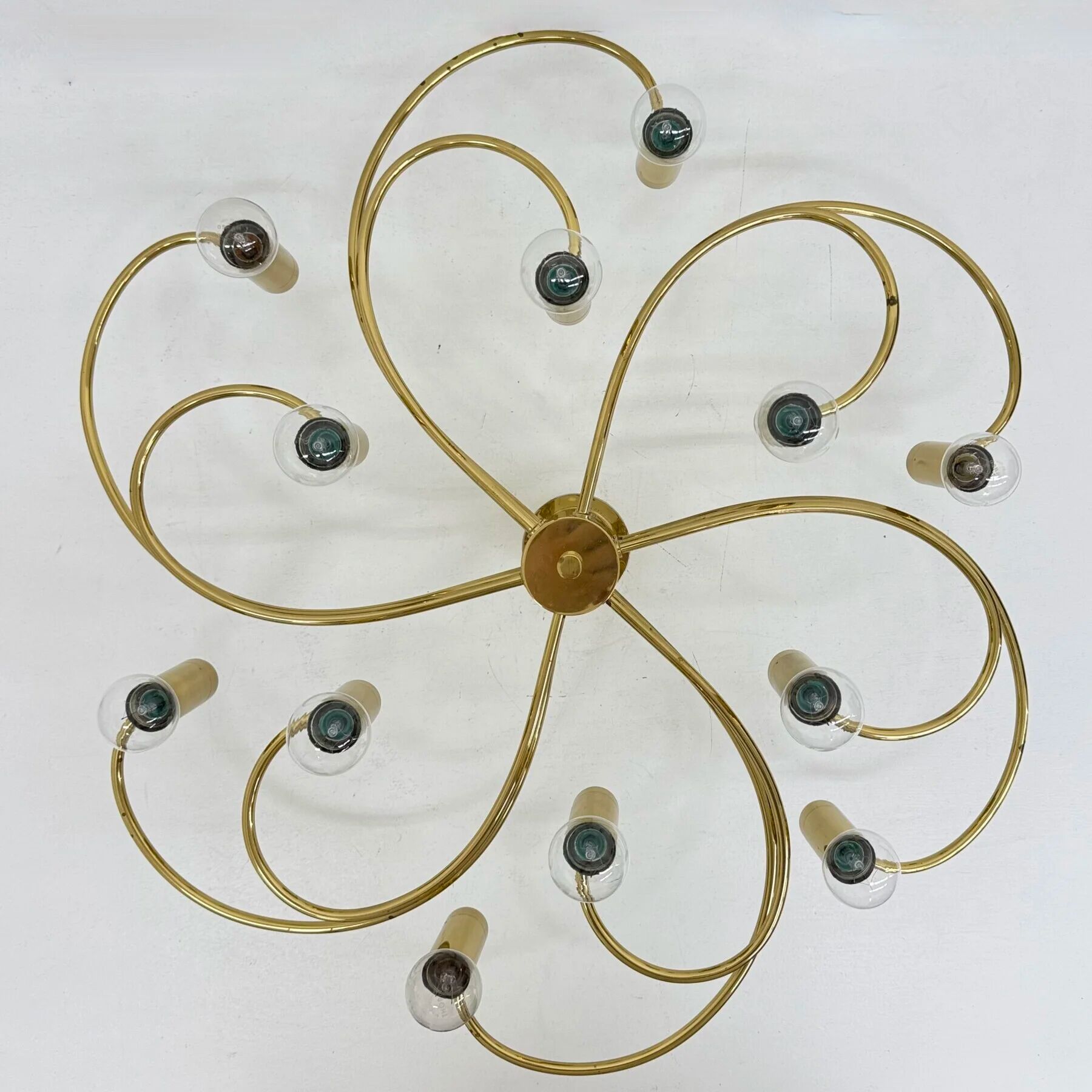 Leola sculptural brass 12-light ceiling or wall flush mount, 1970s
