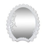 Miroir ovale en bois blanc décor ocean 59x71cm