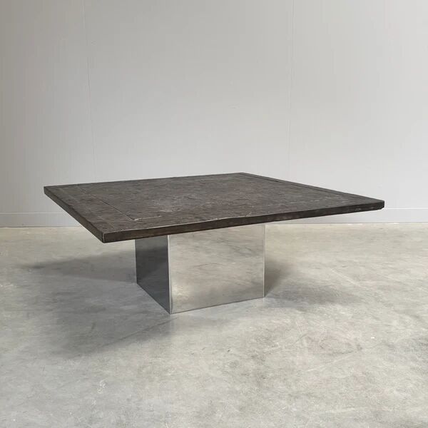 Table basse en pierre et acier par Draenert, années 1970