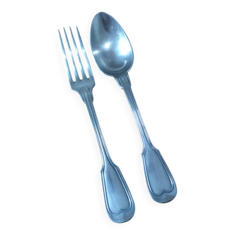 Christofle silver-plated fork and soup spoon
