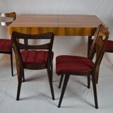 Table dining room in teak & four chairs 1960 s