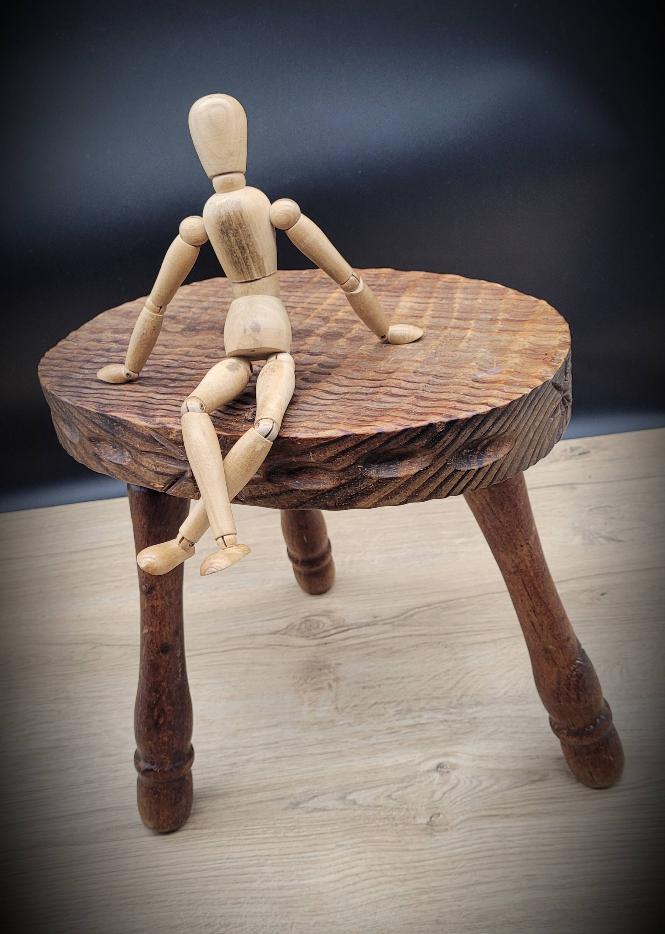 Oval tripod stool worked