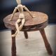 Oval tripod stool worked