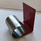 Modernist extendable bookends in brushed stainless steel and red 1970's