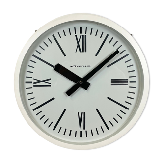 White Industrial Soviet Bakelite Factory Wall Clock from Strela, 1980s