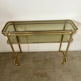 Old golden brass console Italian design Milo Baughman for Morex 1970s vintage