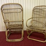 Pair of vintage rattan armchairs, Italy 1950