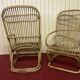 Pair of vintage rattan armchairs, Italy 1950