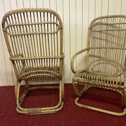 Pair of vintage rattan armchairs, Italy 1950
