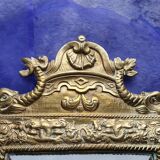 Paire d'appliques anciennes à miroir et bougeoir, en bronze doré,  électrifiées époque Napoléon