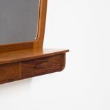 Vintage teak framed mirror with drawer section 64x57cm