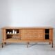 Guillerme and Chambron oak sideboard in light wood in a brutalist style.