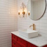 Vintage Italian wall lamp in gold and silver metal (52 cm)