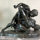 Large bronze after the antique preserved in the Uffizi in Florence, the wrestlers around 1880.