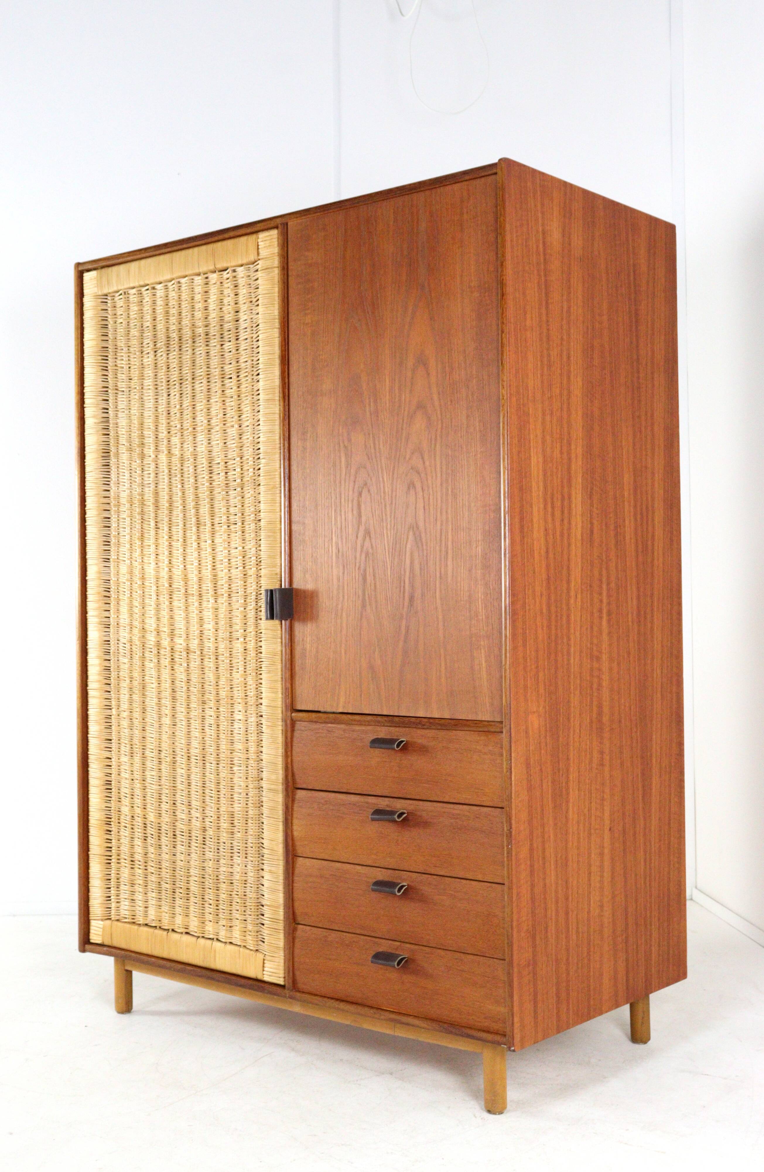 Sebastian Muggenthaler wardrobe - teak & Wicker - rare mid century design