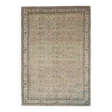 1970s Vintage Turkish Oushak Handmade Wool Cotton Brown Area Rug 193x275