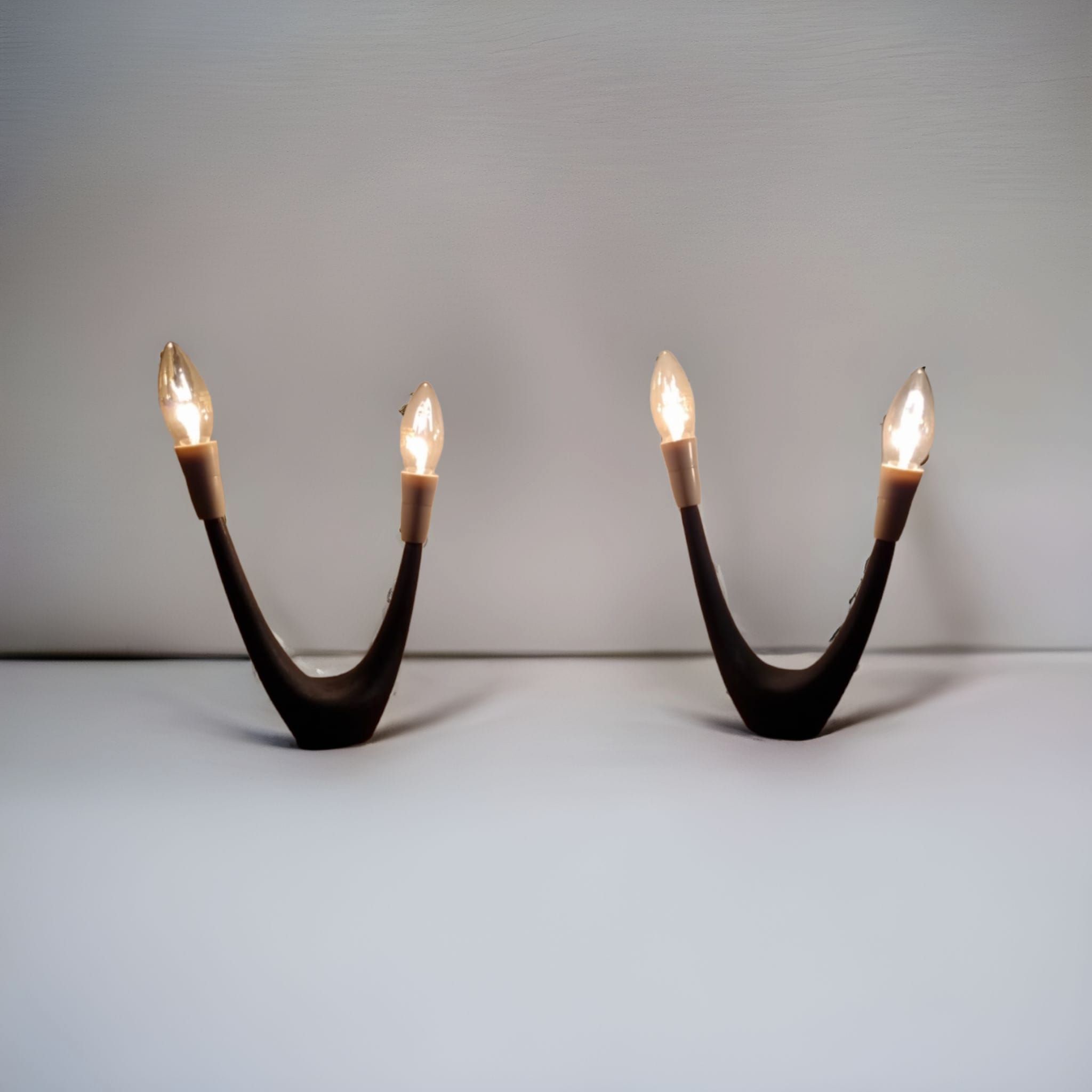 U-shaped mid-century atomic table lamps, 1950s, set of 2