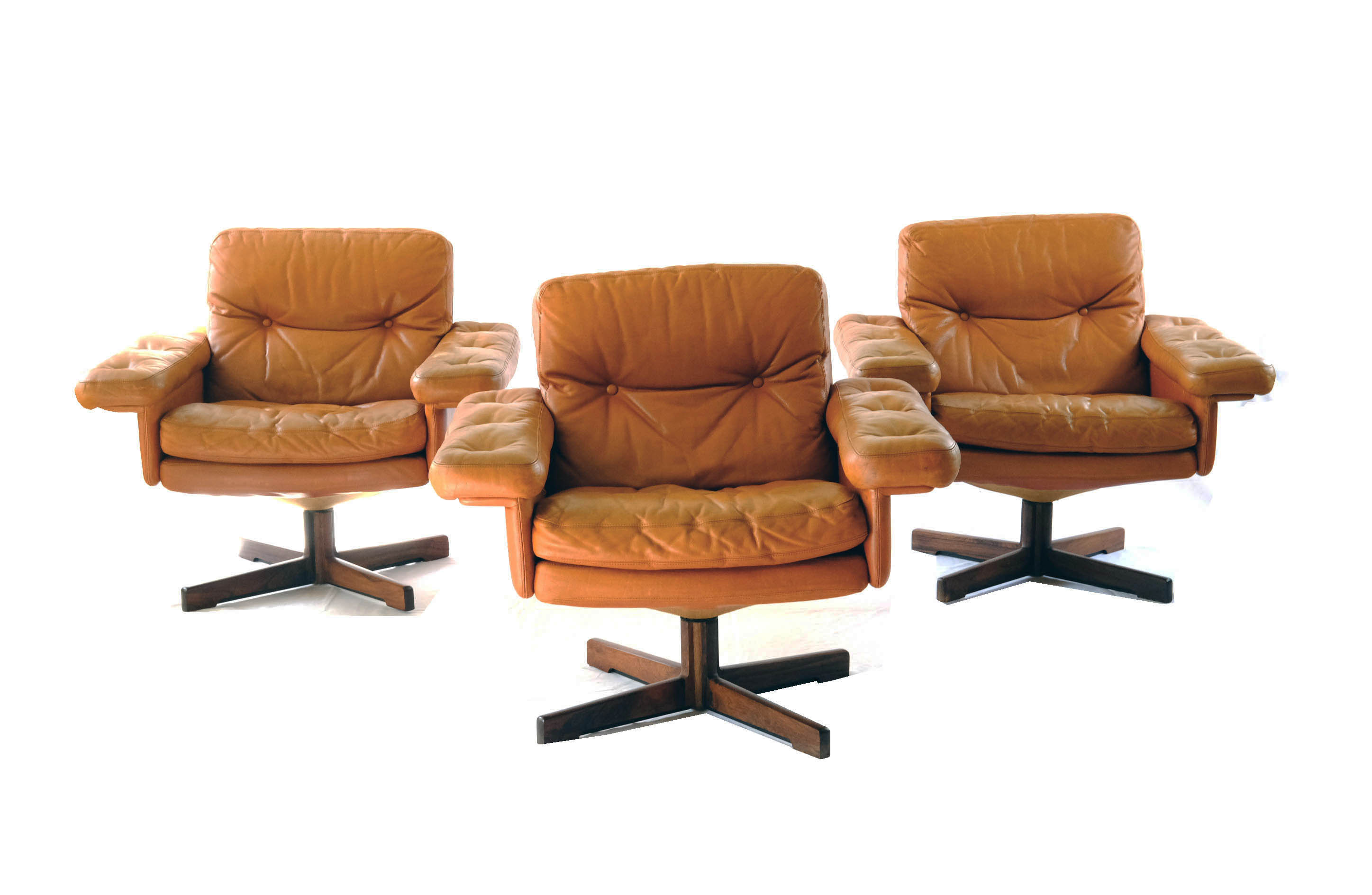 Set of Leather Sofa & 3 Armchairs by Sven Ivar Dysthe, Norway 1960's
