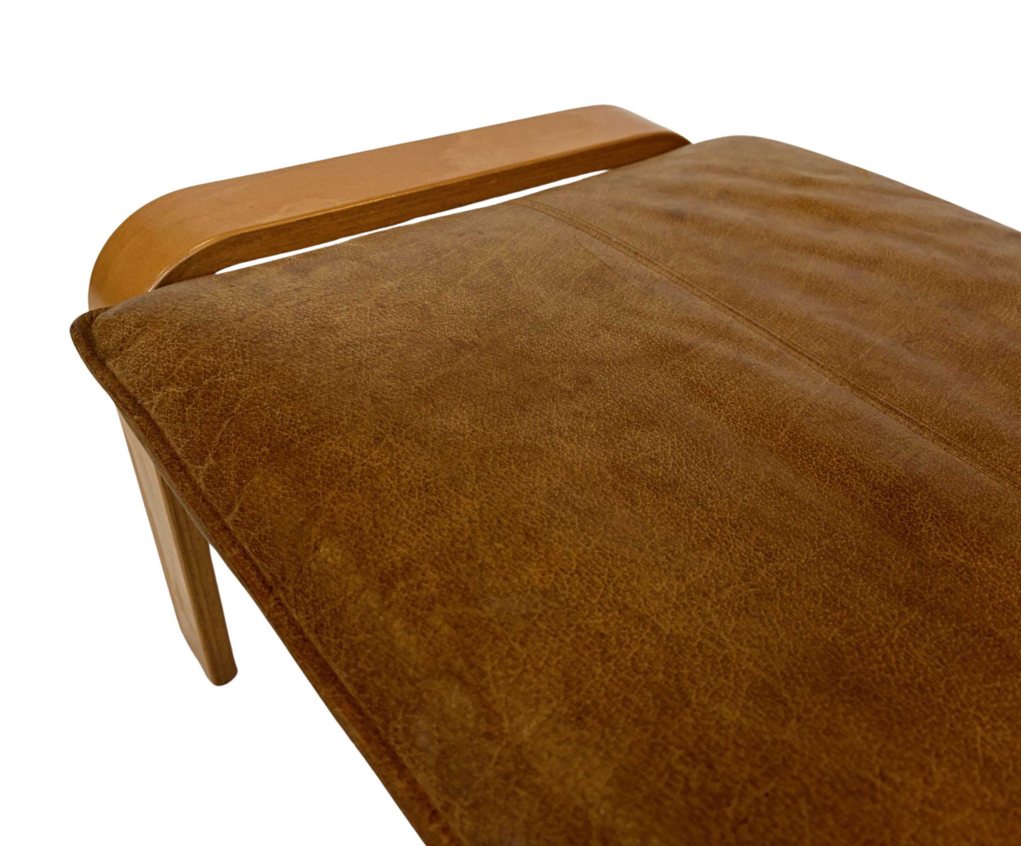Vintage ikea poang tan cuir cantilever repose-pieds ottoman design