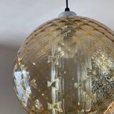 Vintage 70s smoked glass ball pendant light